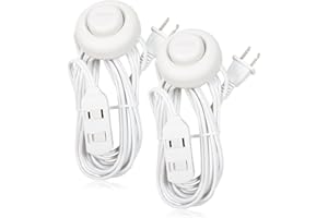 Maxxima 9 ft 3 Outlet Extension Cord - Featuring an Easy to Use On/Off Foot Switch, Ideal to Plug in Lamps, Appliances, Lighting Accessories, or for Senior Living Use, 125VAC - White - Pack of 2