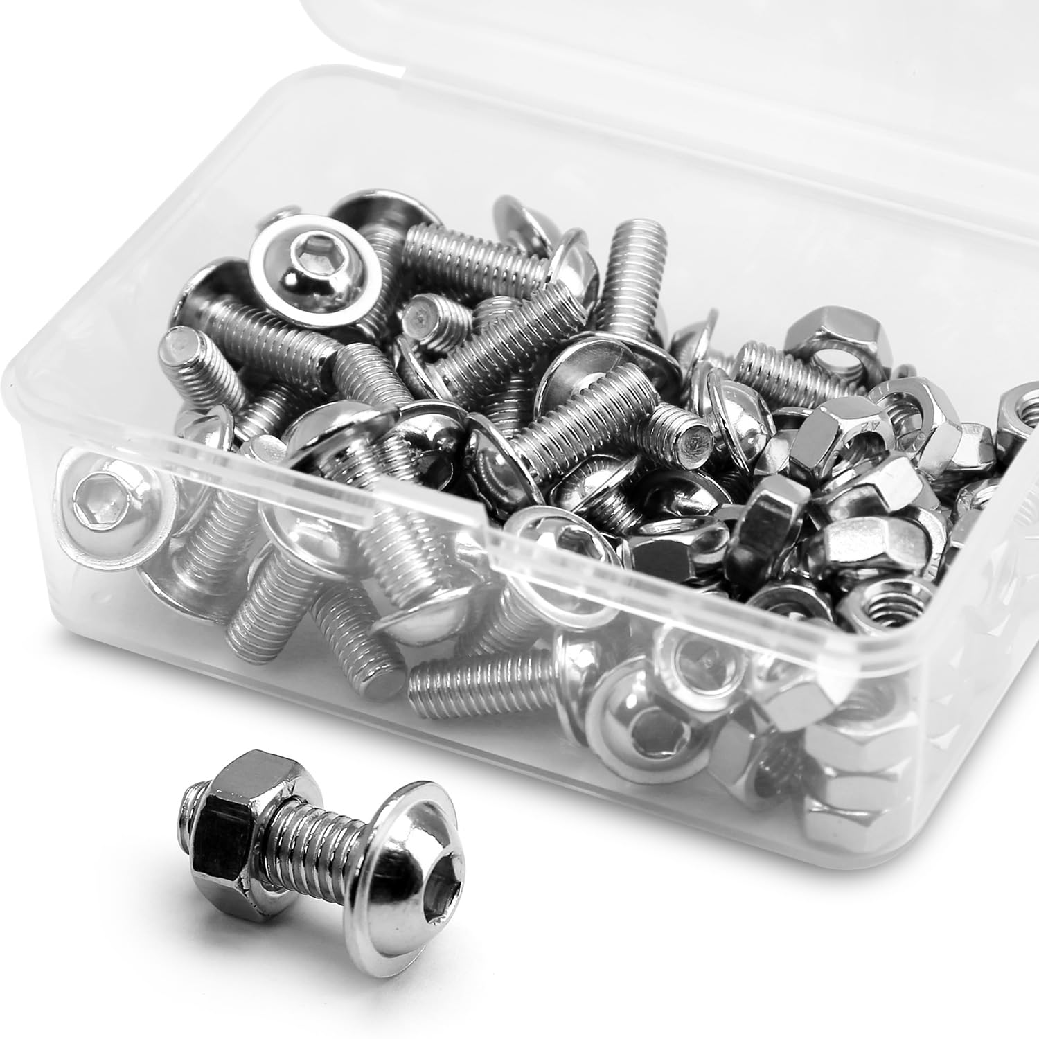 (40 pcs) M6 x 16mm Hex Socket Screws with Flange and Nuts Set 304 Stainless Steel Pan Head Screws