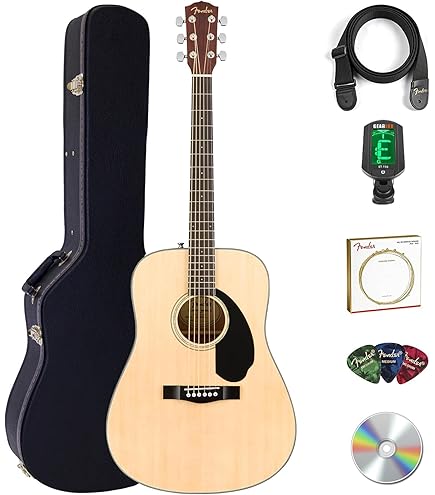 Amazon.com: Fender CD-60S Acoustic Guitar - Natural Bundle with