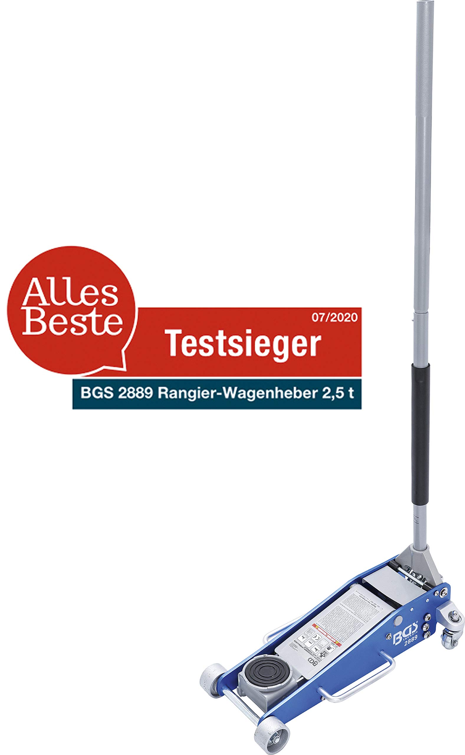 BGS 2889 | Rangier-Wagenheber | 2,5 t | hydraulisch | Hubhöhe 100-460 mm | Aluminium-Stahl-Konstruktion | Hydraulik mit Doppelhubkolben 2