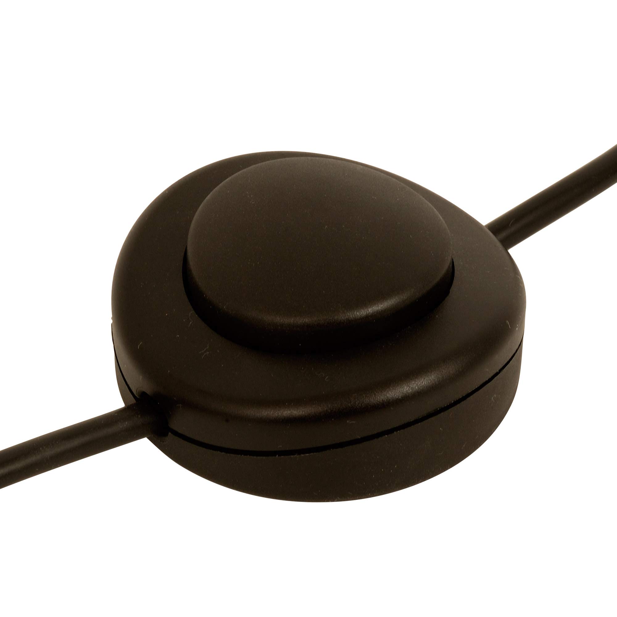 ElekTek Black Lamp Light Push Button In Line Switch, 65mm Diameter, Foot or Hand Operated Press Switch, for 2 or 3 Core Flex