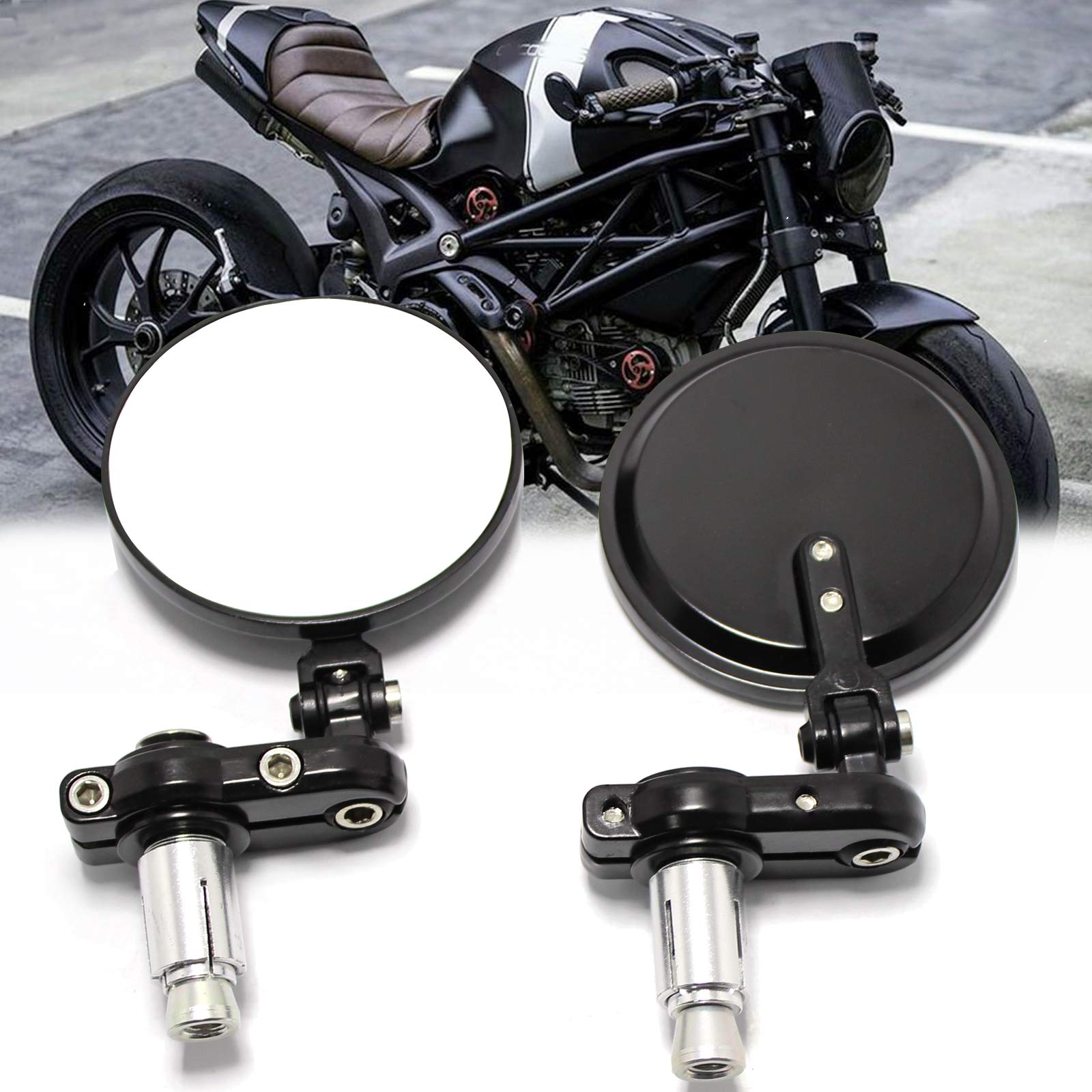 DREAMIZER 7/8" 22mm Motorcycle Folding Bar End Side Mirrors for Scooter Cruiser Chopper Street Bike