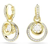 Swarovski Hyperbola drop earrings, Round cut, White, Gold-tone plated