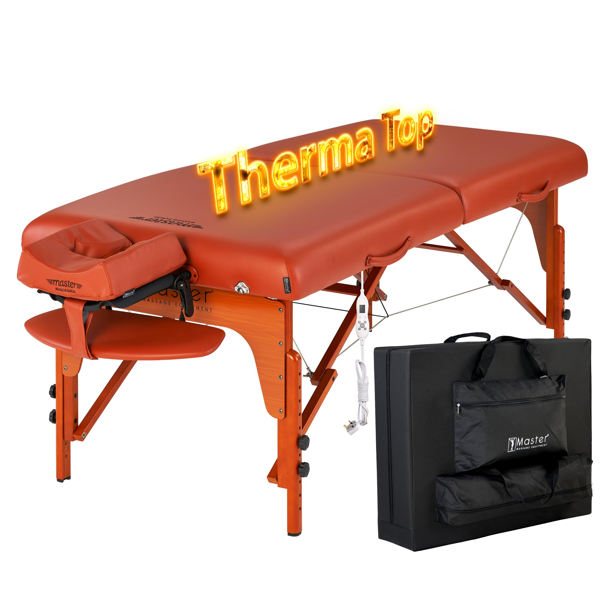 Master Massage 70cm Wide Santana Heating Top Portable Massage Table W/Carry Bag, Capacity: 300KG, Warming Therma-Top Temperature Setting System Massage Couch Spa Beauty Bed Tattoo Table (UK Plug)