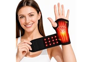 Cordless Heated Wrist Brace with Red Light, Wrist Massager & Hand Massager, Rechargeable Heating Pad with 36 LED (660nm & 850