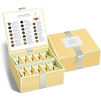 Tea Forte Organic Assorted Variety Tea Sampler, Tea Tasting Tea Chest Gift Box with 40 Handcrafted Pyramid Tea Infuser Bags,