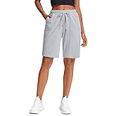 Stelle Women's Cotton Bermuda Shorts 10" Long Knee Length Comfy Sweat Shorts with Deep Pockets Lounge Casual Summer
