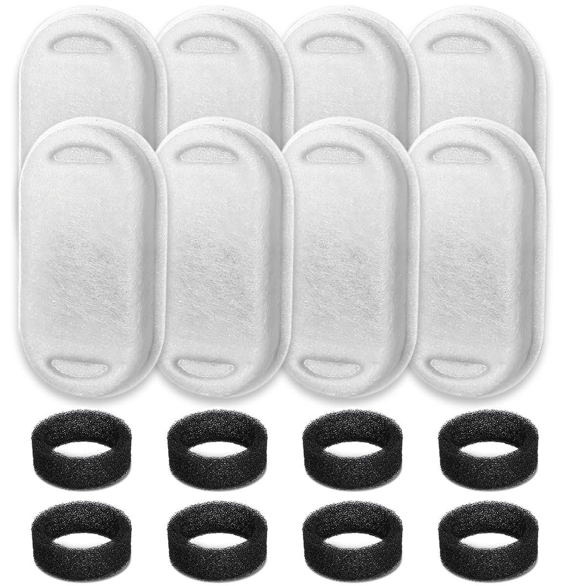 Acmerota 16 Pack Cat Water Fountain Filters & Pre-Filter Sponges Compatible for Tomxcute 3.2L/108Oz Fountain for GIOTOHUN 67oz/2L Stainless Steel Pet Fountain Replacement for Automatic Cat Dispenser