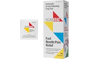 NUMSTAT Antiseptic Numbing Wipes for Needle Pain Relief, 2-In-1 Formula with Benzocaine, Isopropyl Alcohol and Menthol - 30 Prep Pads