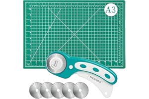 AEIMIAIDE 45mm Rotary Cutter and Mat Set, Fabric Cutter Wheel and 12x18 Inch Self Healing Sewing Cutting Mat, Fabric Rotary C
