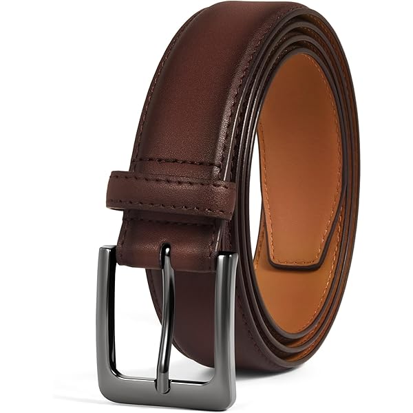 brown belt mens dress CHAOREN Mens Belt Leather - 1 3/8
