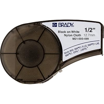 Brady Authentic (M21-500-499) Multi-Purpose Nylon Label for General Identification, Wire Marking, and Laboratory Labeling, Black on White material - Designed for BMP21-PLUS and BMP21-LAB Label Printers, .5" Width, 16' Length