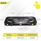Zuvo 2000W Double Hot Plate – 2 Ring Portable Electric Hob with Thermostat view 2