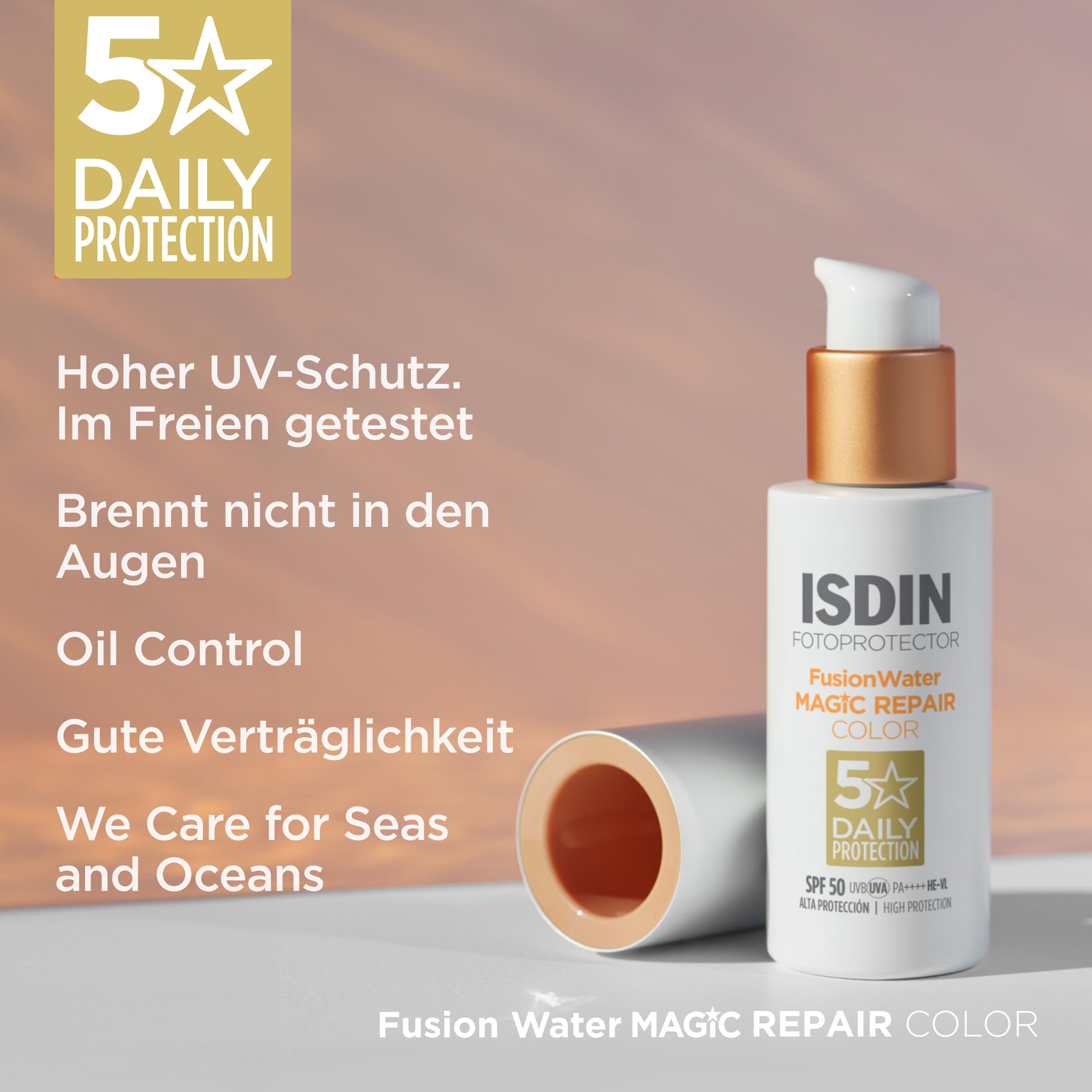 ISDIN Fusion Water MAGIC Repair Color LSF 50 - Getönte Anti-Aging Sonnencreme Gesicht - Dreifache Wirkung gegen Lichtalterung & Falten - Natürliche Abdeckung, 50ml 6