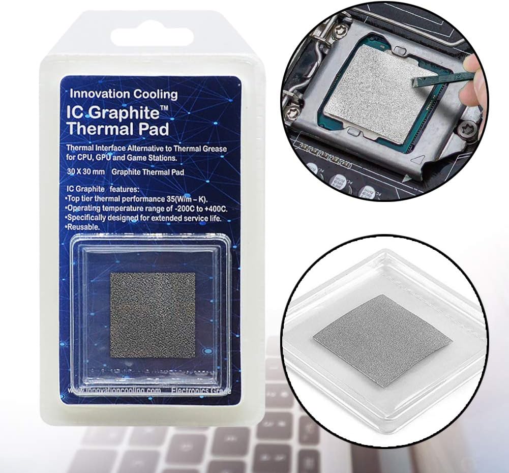 58bh CPU Cooling Graphite Thermal Pad,Reusable, High Conductivity for All Computer Heatsink CPU Cooling,30 x 30mm