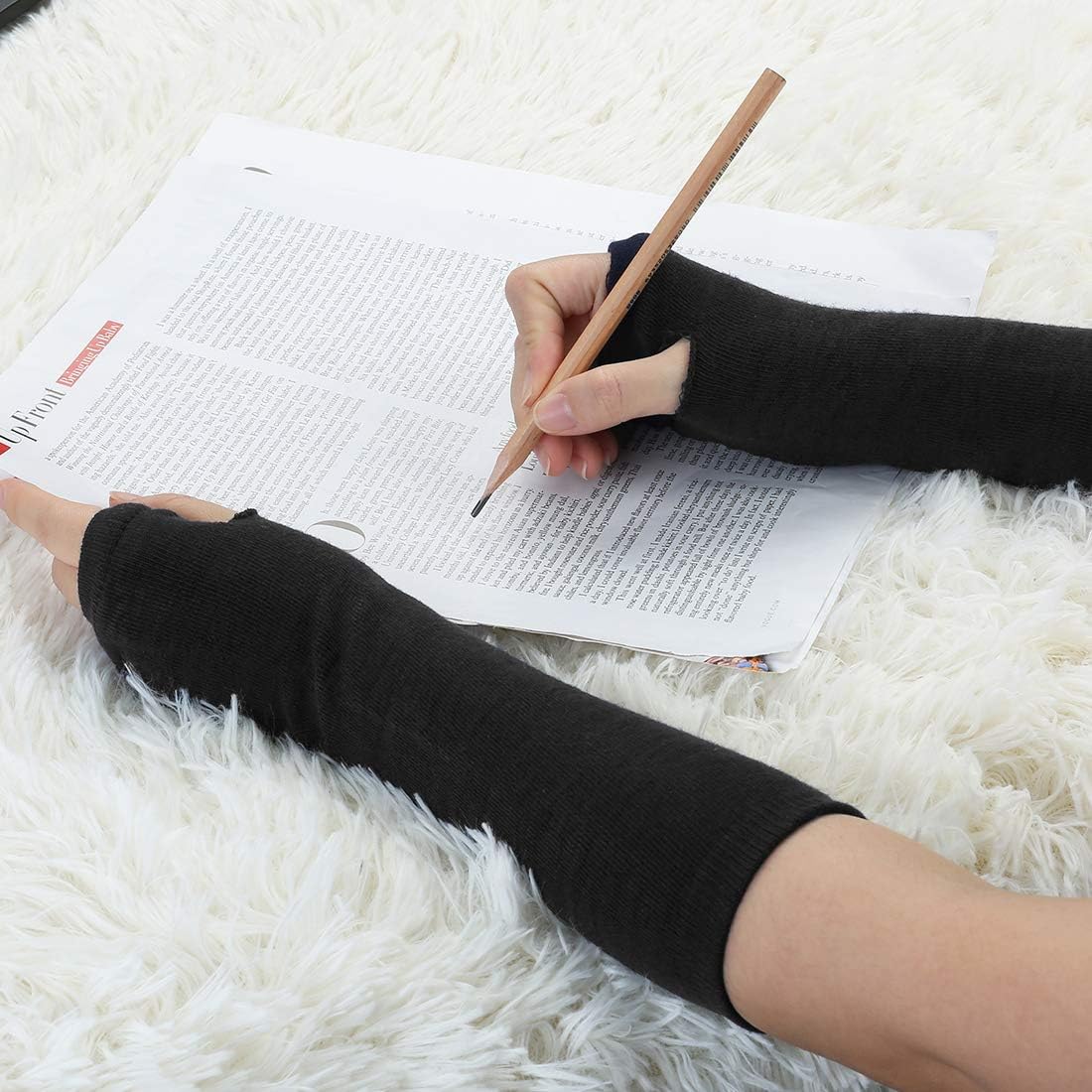 uxcell Women Elbow Length Arm Warmer Gloves Thumbhole Fingerless 1 Pairs Black at  Women’s Clothing store: Cold Weather Gloves