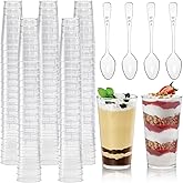 Peohud 100 Pack 3oz Dessert Cups with Spoons, Mini Dessert Shooter Cups, Parfait Appetizer Cups Shot Glasses for Desserts, Pu