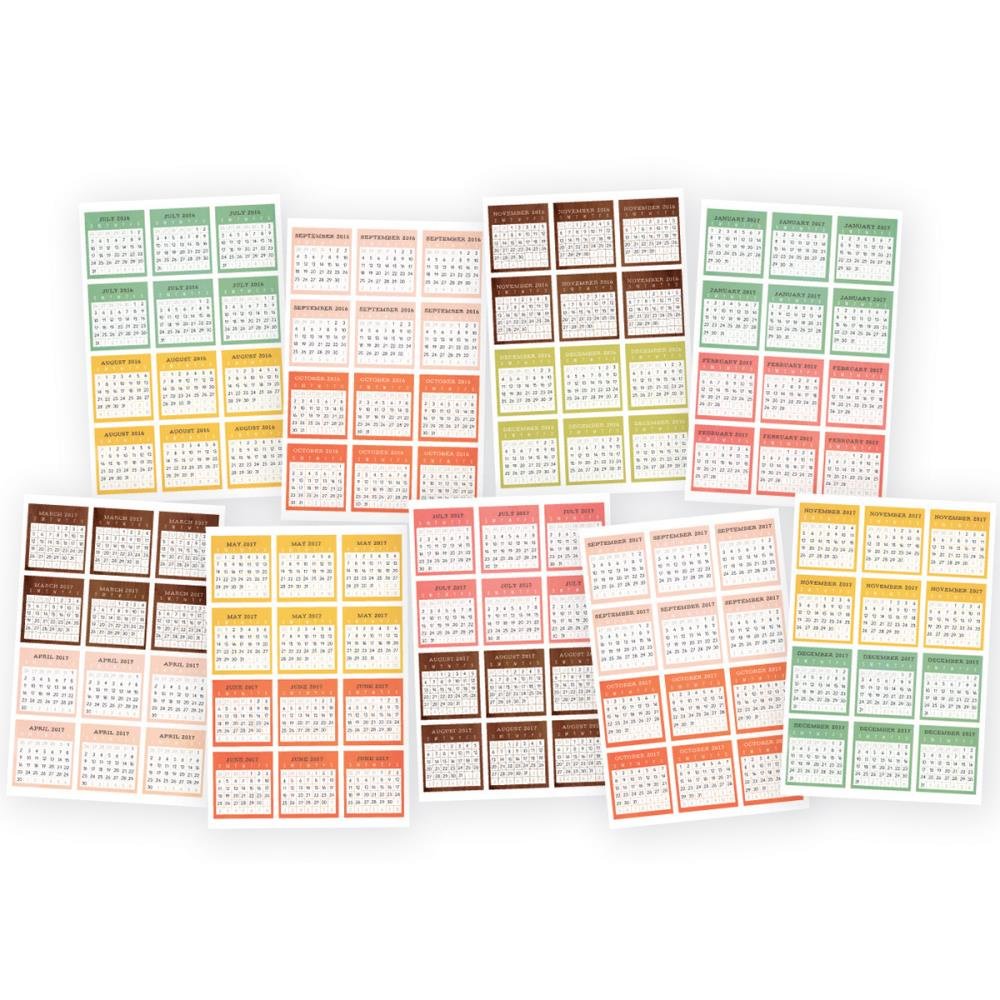 Simple Stories The Reset Girl 2016-2017 Mini Monthly Calendar Stickers, Paper, Multi-Colour, 17.2 x 11 x 0.3 cm