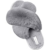 JIASUQI Women's Open Toe Slippers Fuzzy Fluffy House Slippers for Women Cozy Criss Cross Furry Slides Slippers