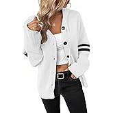 WROLEM Women Open Front Cardigan Sweater Long Sleeve Hooded Button Down Cable Knit Loose Outerwear Lightweight Clothes Coat