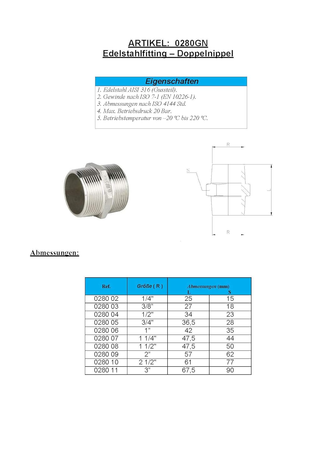 Nipplo Doppio Per Tubi R 1/4"-40mm, Tubo In Acciaio ST 37 Zincato - Foto 8