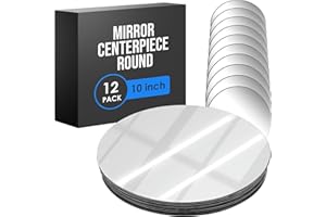 Houseables Mirror Centerpieces for Tables, Round Mirrors for Centerpieces, Mirrored Trays, Round Table Plate Tray, Circle, Glass Charger, Wedding, Center Piece, Small, Base, Candle, 10 Inch, 12 Pack