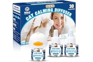 SHIUMORE Cat Calming Pheromones Diffuser: 3-in-1 Kit Cat Appeasing Pheromone Diffuser to Calm (1 Plugin+2x48ml Refills) for Comfort Reduces Stress Anxiety, Long-Lasting Appeasing Pheromone for Pet Cat (3in1)