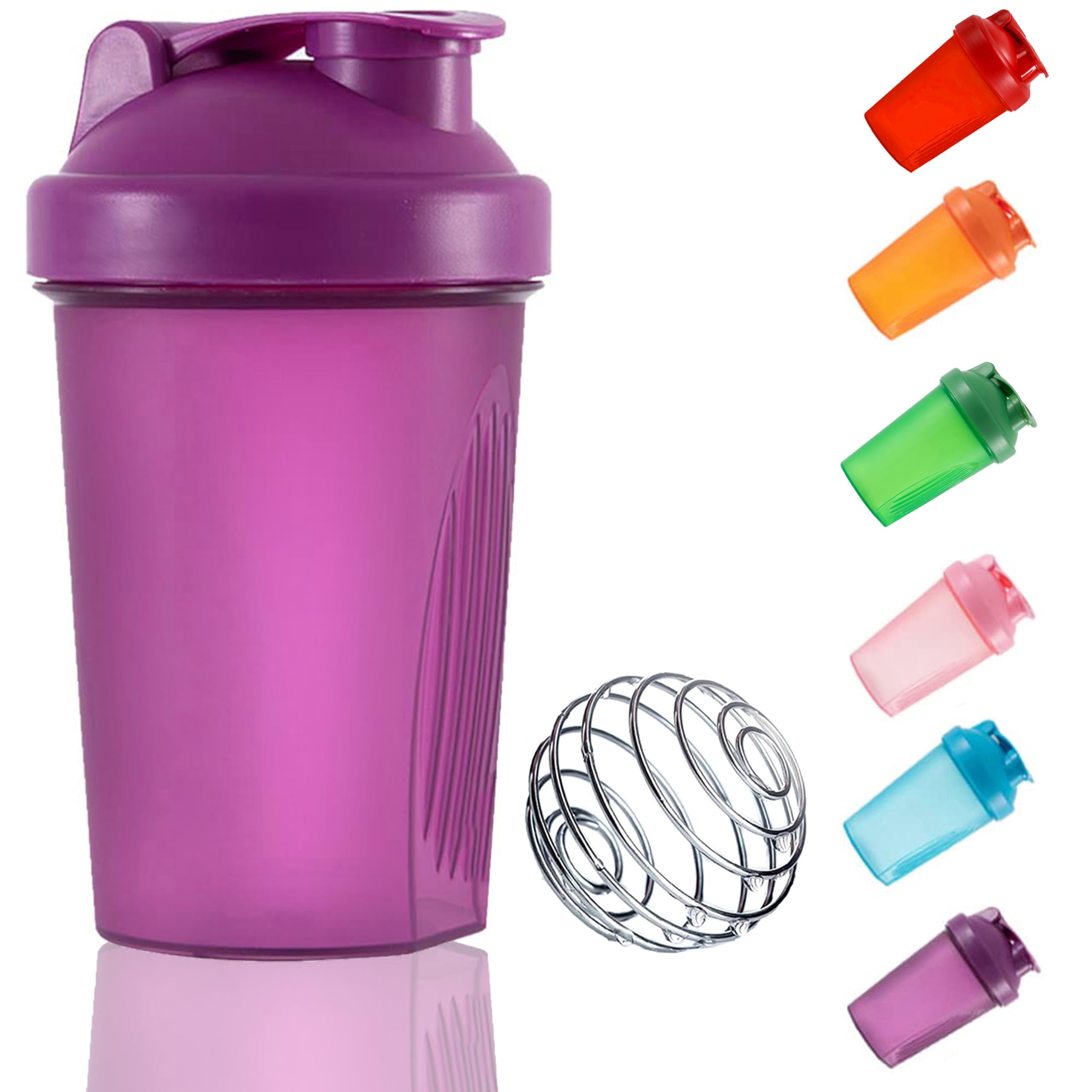 KANGSIT Protein Shaker Bottle 400ml, with Stainless Steel Wire Ball, Leakproof, BPA-Free & Dishwasher Safe, Mix Protein Powder, Pre-Workout & Shakes Smoothly for Gym, Running & Sports