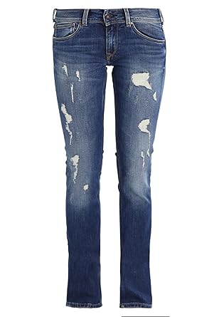 Pepe Jeans Saturn Damen Jeans Straight Leg Hose Gr. W31 L30 blau