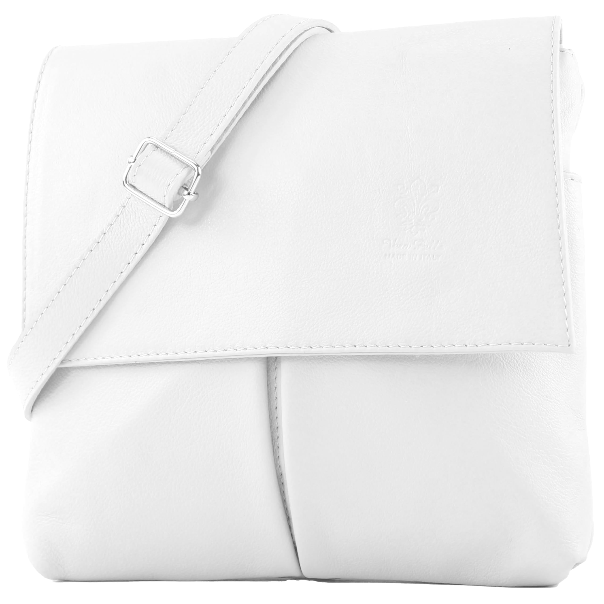 Italian bag shoulder bag messenger satchel women's bag real leather T63, Colour:White