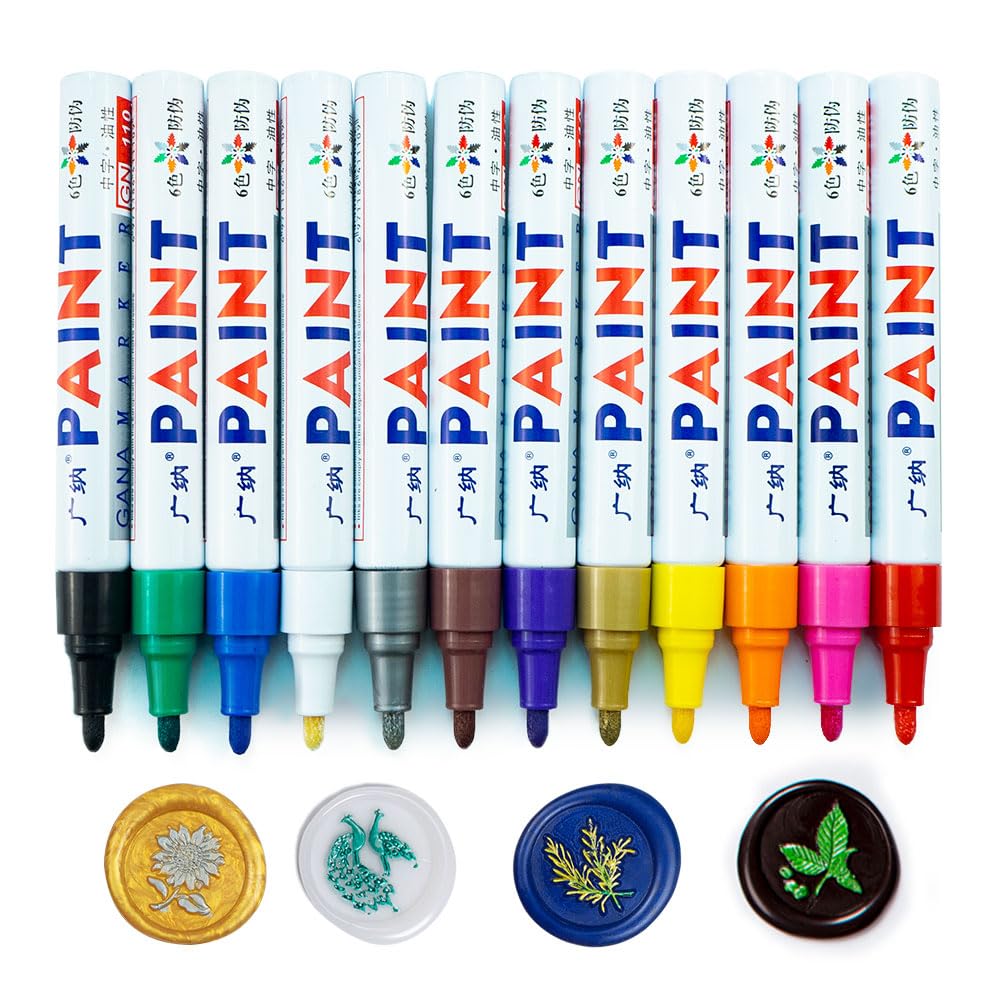 Tomgenrine 12PCS Wax Seal Pen - Perfect for Letter Greeting Cards, Wedding & Party Invitations, Compatible with All Wax Sealing Beads/Sticks, Ideal for Decorative Wax Seal Patterns