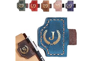 XINHELAN Personalized Bygone Mark Bookmark with Pen Holder, Leather Magnetic Book Markers 26 Letters,Gifts for Book Lovers, Readers, Leather Page Marks for Men Women (Blue, J)