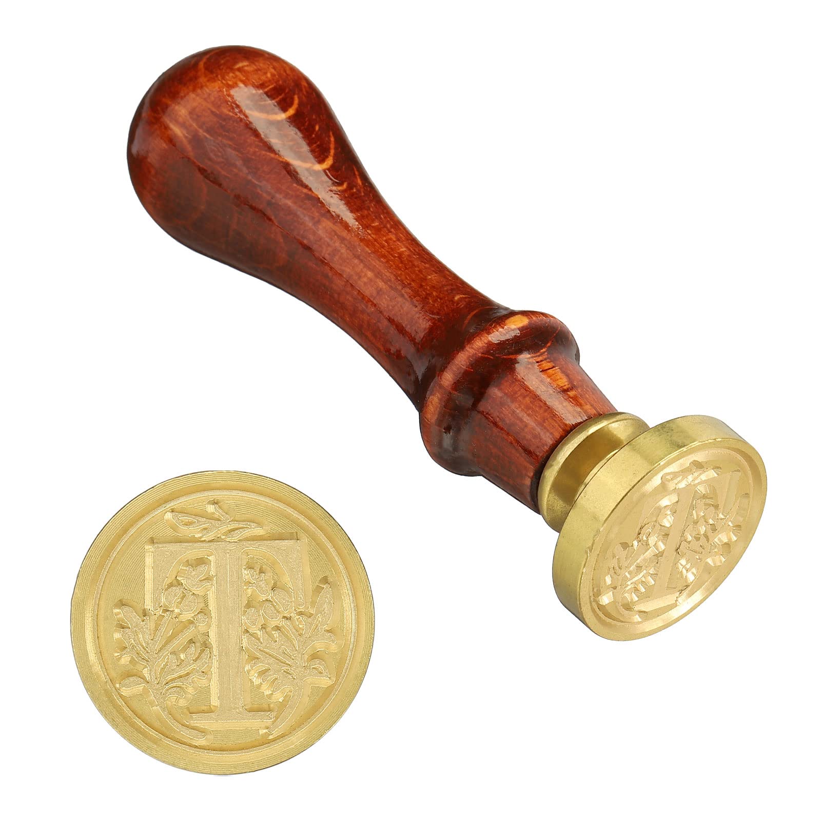 PATIKIL Letter Wax Seal Stamp, Alphabet T Wooden Handle 25mm Removable Retro Brass Head Classic Sealing Stamp for Envelope Invitation Card Wedding Gift Decoration