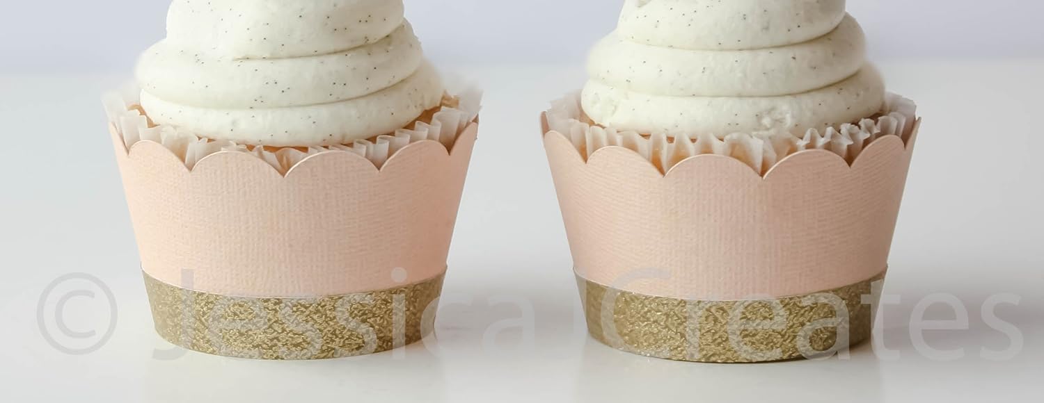 Amazon Com Cupcake Wrappers Peach And Gold Cupcake Wrappers