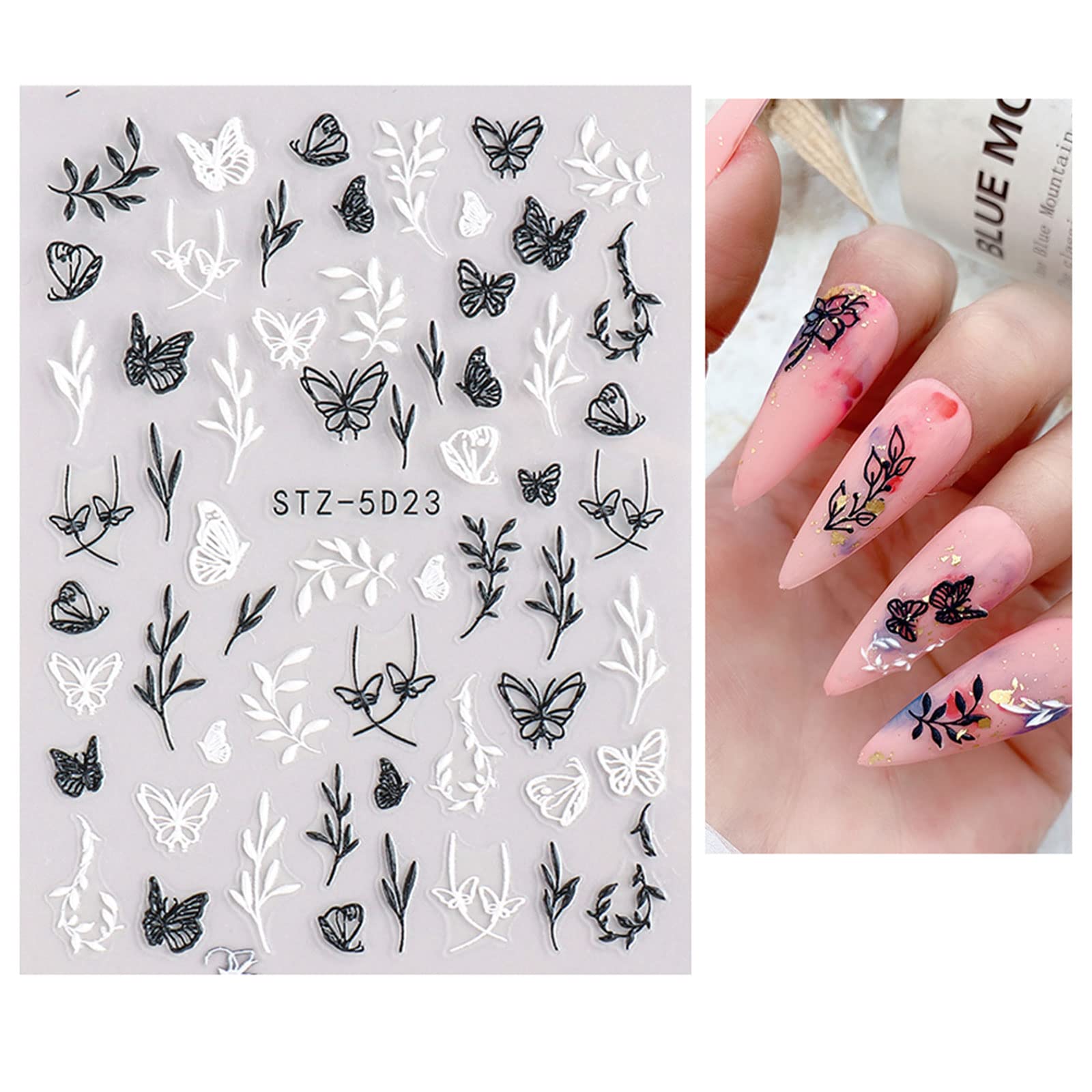 JMEOWIO 3D Embossed Flower Spring Nail Art Stickers Decals Self-Adhesive Pegatinas Uñas 5D Summer Colorful Floral Nail Supplies Nail Art Design Decoration Accessories 4 Sheets - Image 5
