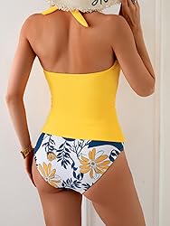 Eomenie Womens Halter Tankini Bathing Suit Ruched
