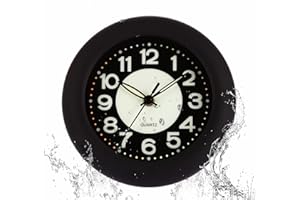 LXSZRPH Bathroom Clock Waterproof for Water Spray, Shower Clocks Analog, Large Screen, Non Ticking Silent, Luminous, Table Stand, Wall Mounted Clock for Home, Office, Pool, Spa, Restaurant (Black)