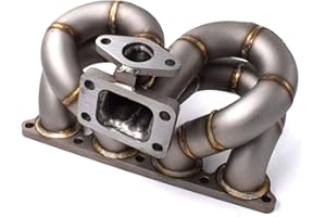 PG POWERGO MOTORSPORT POWERGO MOTORSPORT 2811632409 Exhaust Turbo Manifold Ram Horn T3 35/38mm W/G Schedule 40 304 Stainless Steel for Civic Del Sol CRX 1.5L 1.6L D15 D16 SOHC