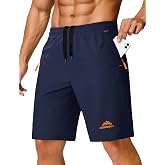 TACVASEN Men's 9" Athletic Workout Shorts with 3 Zipper Pockets Casual Gym | Lightweight Quick Dry, 4-Way Stretch Moisture Wicking, Elastic Waist Drawstring, Summer Active Running Tennis Hiking