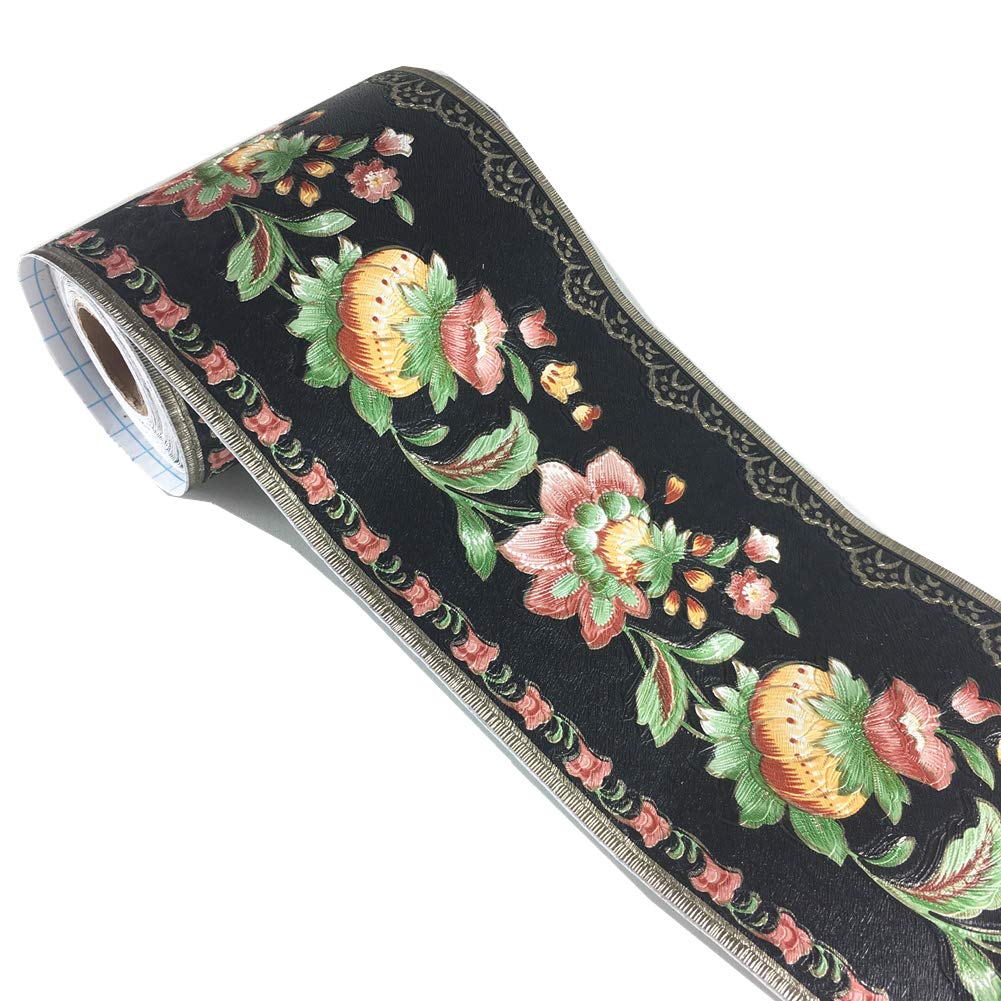 WDragon Black Lantern Pattern Molding Wallpaper Border Peel Stick Home Ceiling Decorative Border for Bathroom Living Room Kitchen 10cm by 5meters