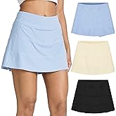 Real Essentials 3 Pack:Women's 14" Pleated Tennis Skorts Golf Skirt High Waisted Athletic Running Casual Shorts with Pockets