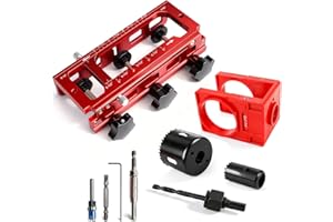 Yuqutum Door Hinge Jig and Door Lock Installation Kit, Aluminum Alloy Door Hinge Template Kit Suitable for Hinge Mortising fr