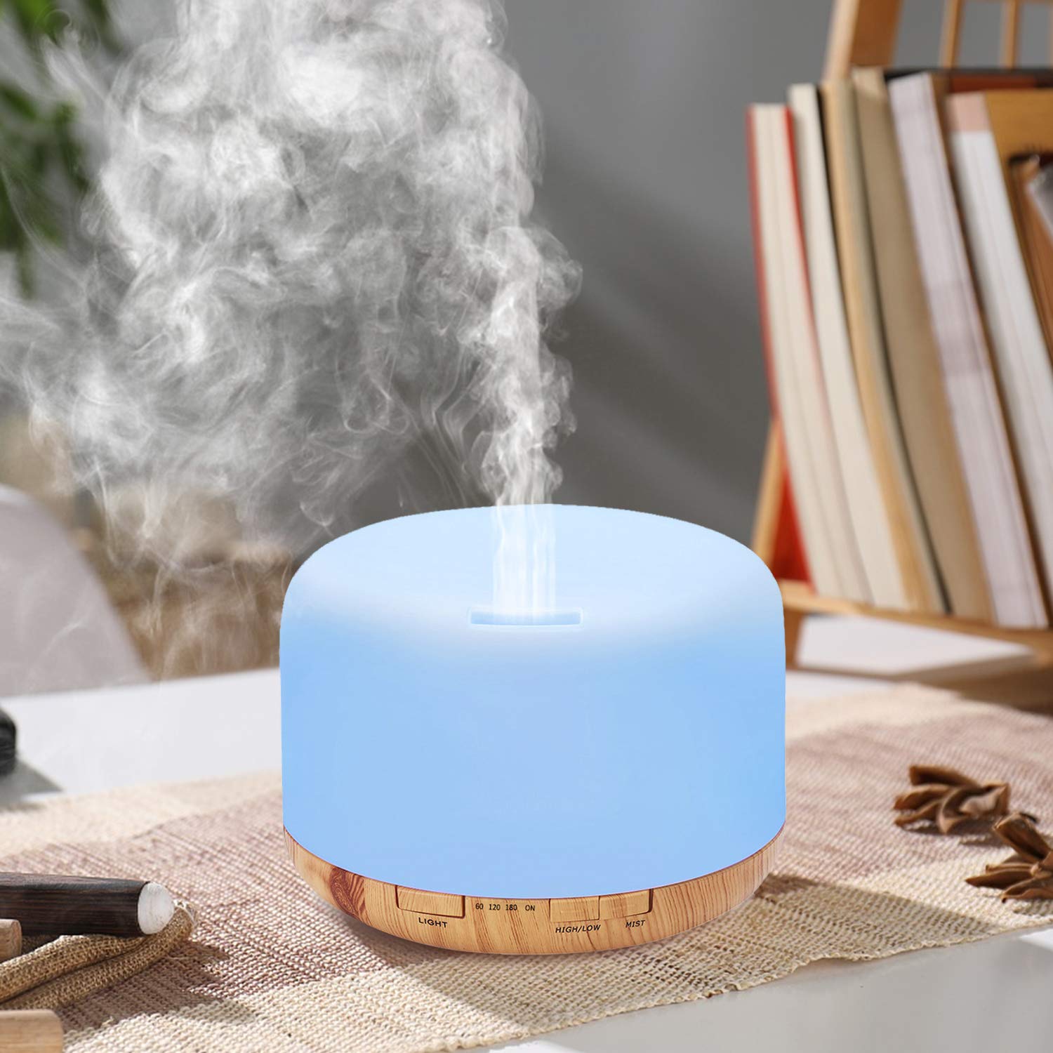 COSSCCI Aromatherapy Essential Oil Diffuser Humidifier, 500ML Ultrasonic Cool Air Mist Humidifier with Remote Control, Auto Shut-Off, Timers Setting for Baby Bedroom Home Office Large Room