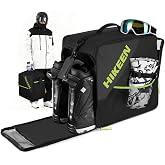 Hikeen Ski Boot Bag, 40L Breathable Padded Snowboard Boot Bag with Helmet Compartment,Durable Travel Handbag for Helmet, Goggles,Gloves &amp; Accessories