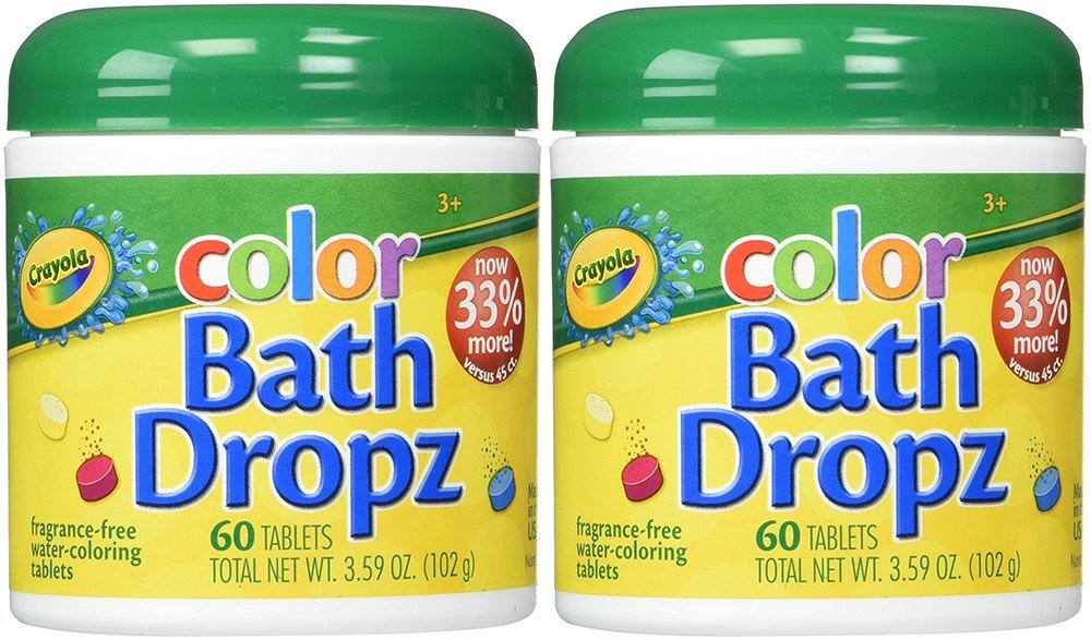 Crayola, Shaker Bath Dropz, 3+, Fragrance-Free, 60 Tablets, 102g (NEW Packaging) Pack of 2