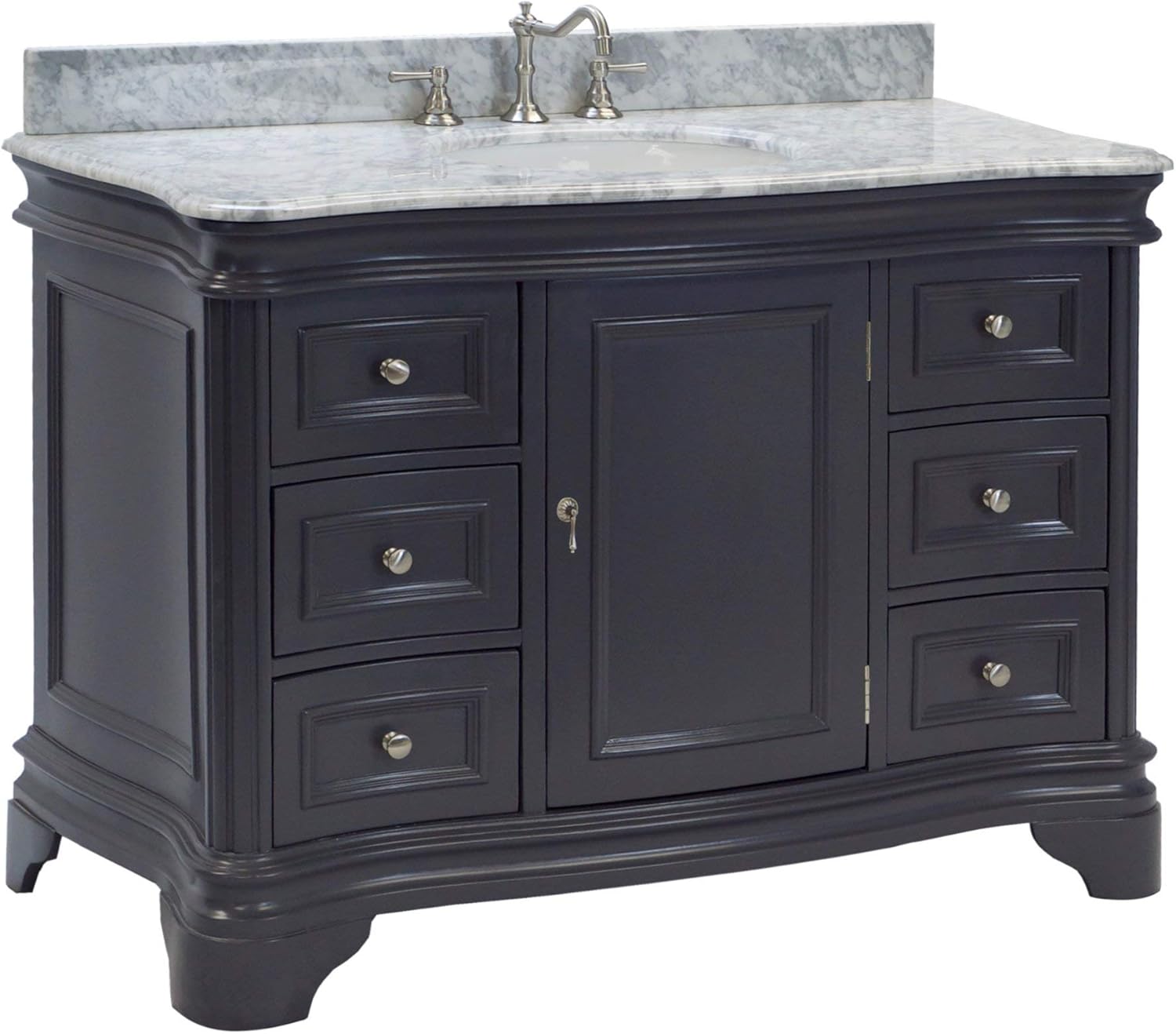 Amazon Com Katherine 48 Inch Bathroom Vanity Carrara Charcoal Gray Includes Charcoal Gray Cabinet With Authentic Italian Carrara Marble Countertop And White Ceramic Sink Furniture Decor