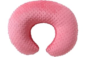 QUENESS Nursing Pillow Cover Breastfeeding Pillow Cases Plush Dot Slipcover (StrawberryRed)