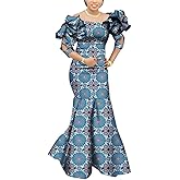African Traditional Dresses for Women Short Sleeve Dashiki Party Dress Elegant Ankara African Lady Evening Dresses