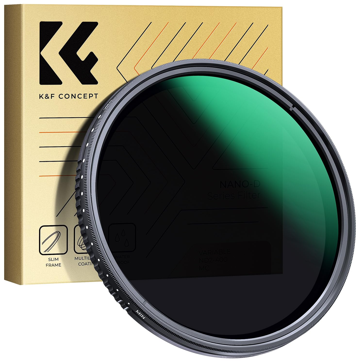 K&F CONCEPT 77mm Variable ND2-400 Filters, Adjustable ND Filters ND2 to ND400 for Camera Lens (Nano-D Series)