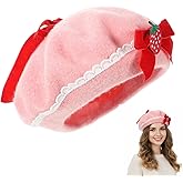 VALICLUD Women's Wool Strawberry Beret Hat - Warm French Style Winter Fashion Accessory